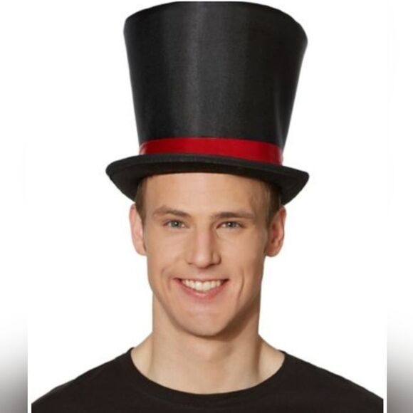 🔹️NWT Black & Red Tall Top Hat - Picture 1 of 11
